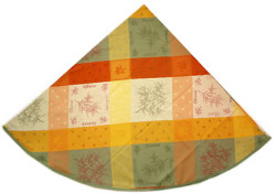 French Jacquard tablecloth, Teflon (Cadolive. green × orange)